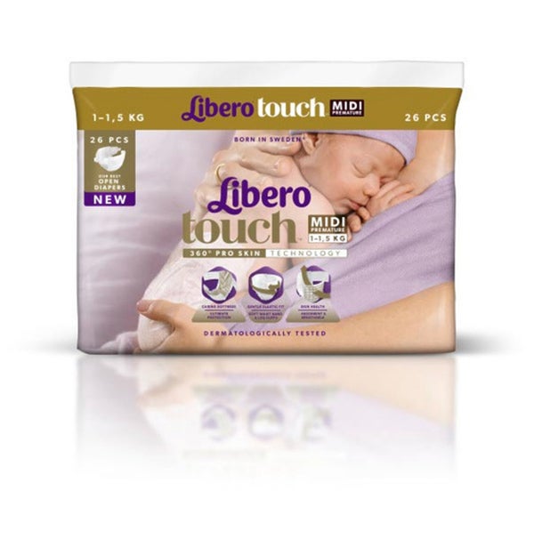 Produktbild - 60325 - Allt-i-ett-blöja barn absorberande 39ml <1 midja 17-23cm