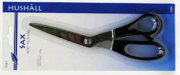 Produktbild - 60123 - Kökssax rostfri med plasthandtag svart/röd 20cm