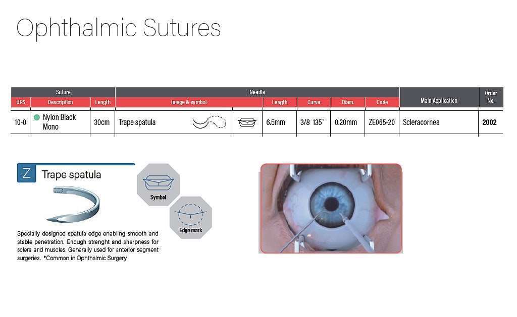 Produktbild - VF000148156 - NEEDLED SUTURES 10-0, NYLON, 30 CM 6,5, 3/8, 12/BOX