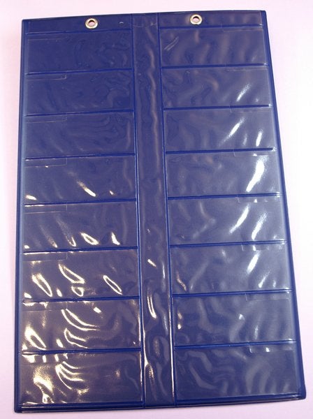 Produktbild - 74238 - Plastmapp blå med 32 transparenta fickor för medicinlista