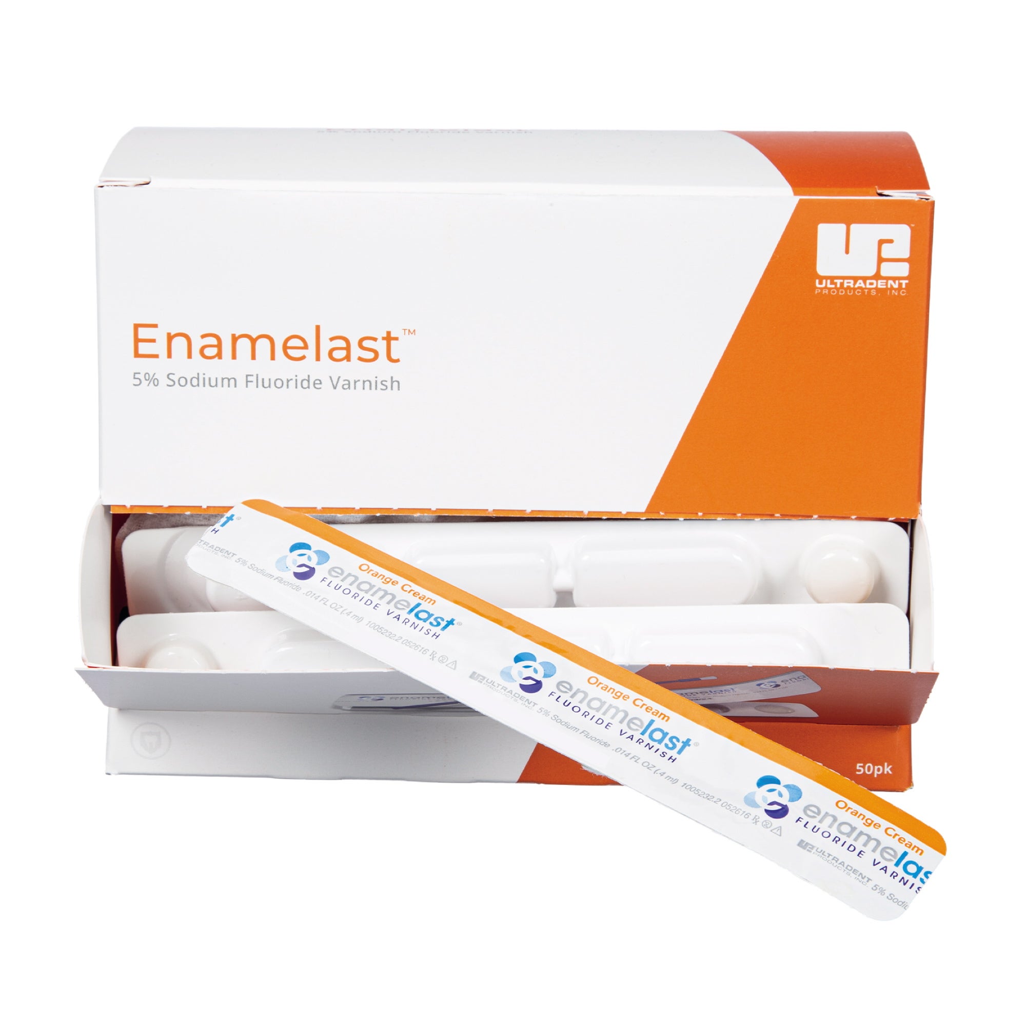 Produktbild - VF000146543 - Fluorlack mot känsliga tandhalsar i endos smak orange cream 50-pack