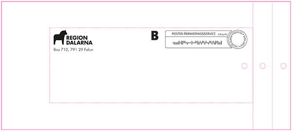Produktbild - 65241 - Bälgpåse med hål och tryck Region Dalarna brun 110x275x40mm