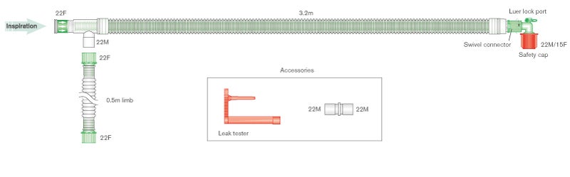 Produktbild - VF000111769 - Koaxial narkosslang 22mm 3,2+0,5m
