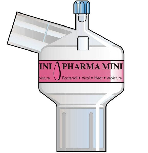 Produktbild - 50398 - Fukt- och värmeväxlarfilter bakterie- och virus vinklad med port för barn TV 50-900ml koppling F15/M22-M15