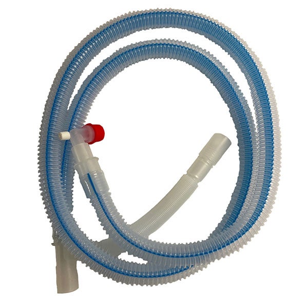 Produktbild - 61740 - Narkos- och respiratorslang 2-delad med kopplingsstycke knä för in- och utflöde 1,8m