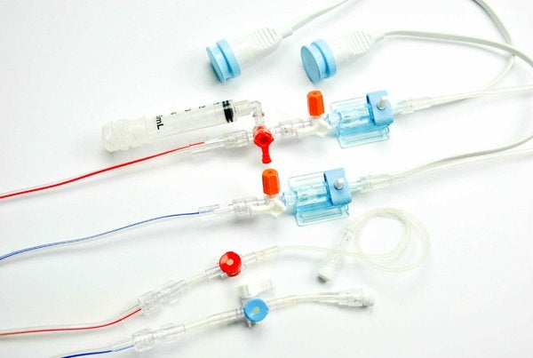 Produktbild - 46497 - Tryckmätningsset 2-linje slutet adapterfritt med CVP-slang röd 180/30cm