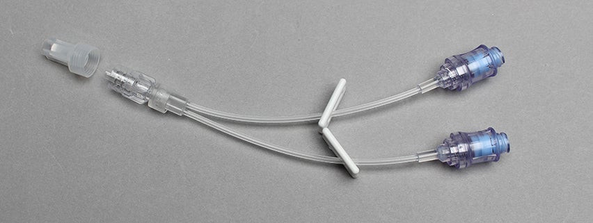 Produktbild - VF000123253 - Injektionsventil 2-vägs med 2 membran negativ avslutning och mikroslang luer-lock 19cm