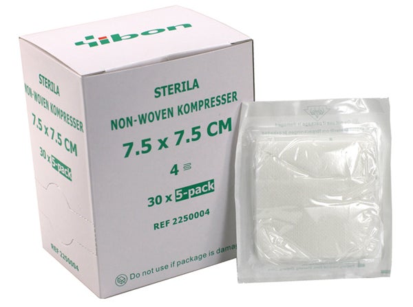 Produktbild - 61982 - Kompress nonwoven 4-lager 7,5x7,5cm 5-pack