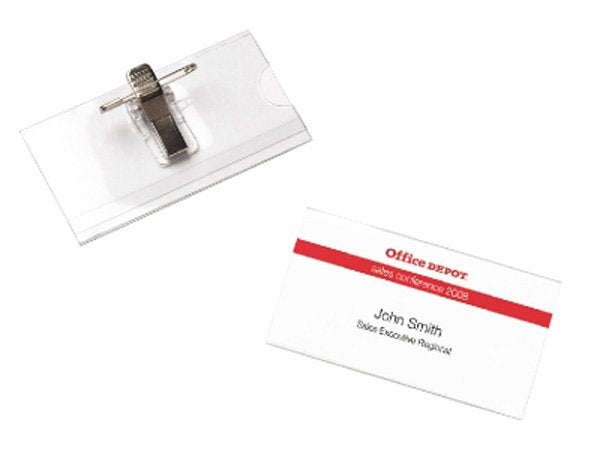 Produktbild - 46491 - Namnskylt med nål och clips plast inklusive etikett 40x75mm