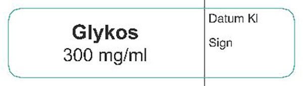 Produktbild - 62551 - Etikett Glukos 300mg/ml vit/svart 12x50mm 500st/rulle