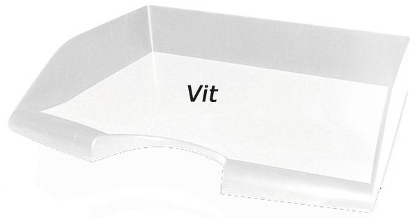Produktbild - 46208 - Brevkorg stapelbar plast vit öppen på långsidan invändiga mått 336x252x65mm