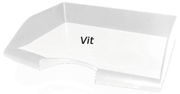 Produktbild - 46208 - Brevkorg stapelbar plast vit öppen på långsidan invändiga mått 336x252x65mm