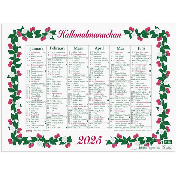 Produktbild 1 - 64964 - Väggalmanacka 2025 6 månader per sida 490mmx36cm