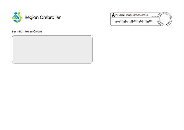 Produktbild - 65296 - Kuvert med fönster självhäftande med remsa A-post Region Örebro Län vitt C5V2 90g