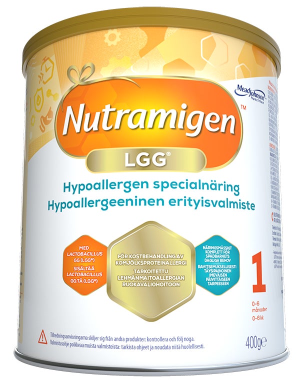 Produktbild - 62972 - Nutramigen 1L GG kaseinbaserad modersmjölksersättning 2100kcal/100g 400g