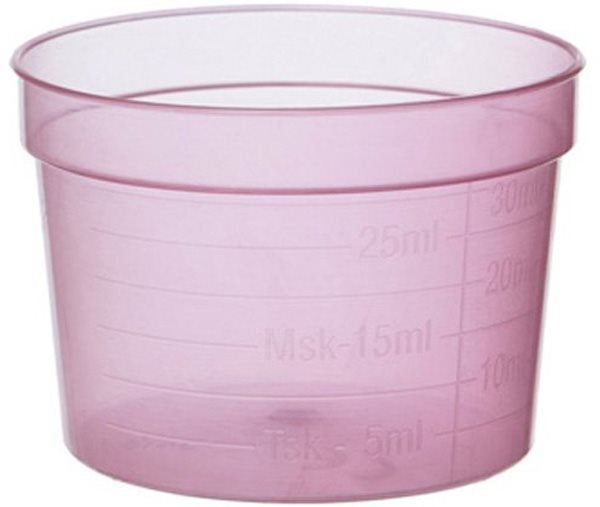 Produktbild - 56643 - Medicinbägare bred förnybar ECO röd plast 30ml 47x32mm