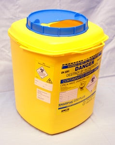 Produktbild - 40677 - Burk för stickande och skärande avfall ADR-godkänd 22,0L 32,7x31,5x38,3cm