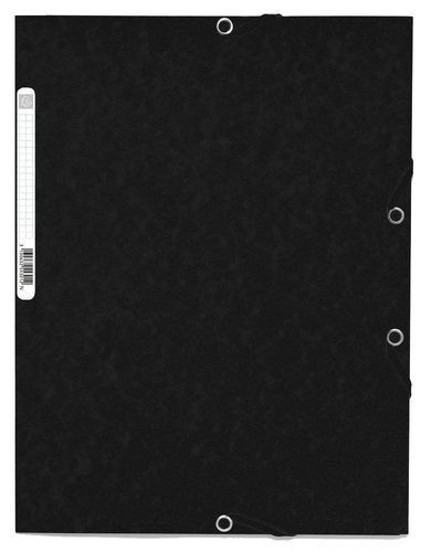 Produktbild - 40900 - Mapp med 3 klaffar och gummiband svart kartong A4 20mm