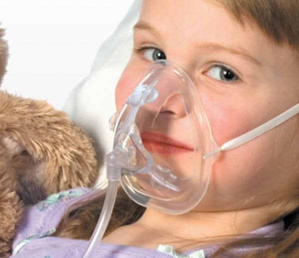 Produktbild - 41269 - Syrgasmask öppen med fast slang barn strl S 2m