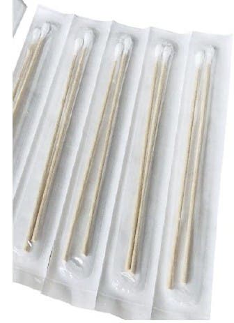 Produktbild - 66069 - Öronpinne trä med bomull steril 15cm 2-pack