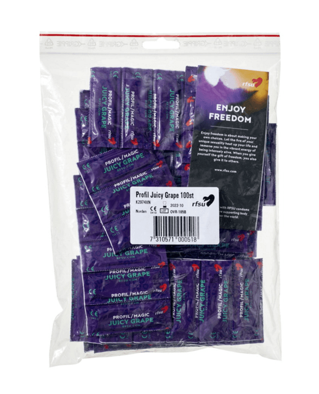 Produktbild 2 - K2974XN - Kondom med smak juicy grape 53mm RFSU 100-pack