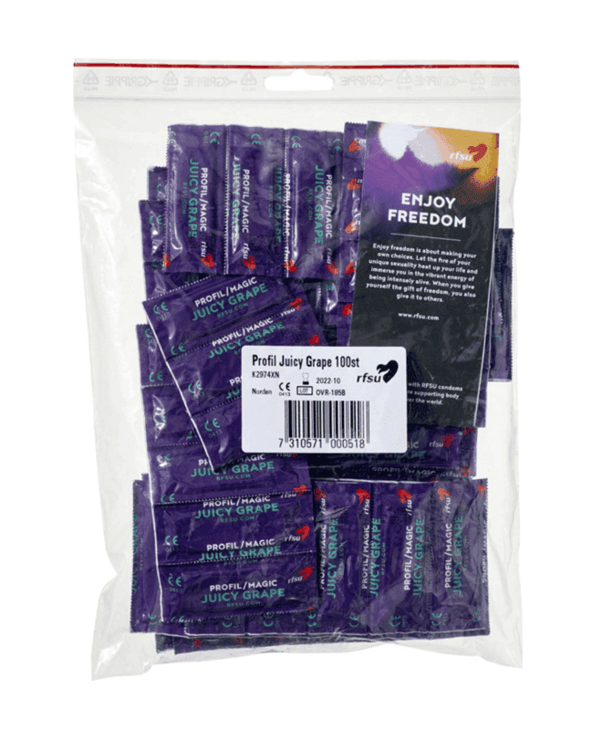 Produktbild 2 - K2974XN - Kondom med smak juicy grape 53mm RFSU 100-pack