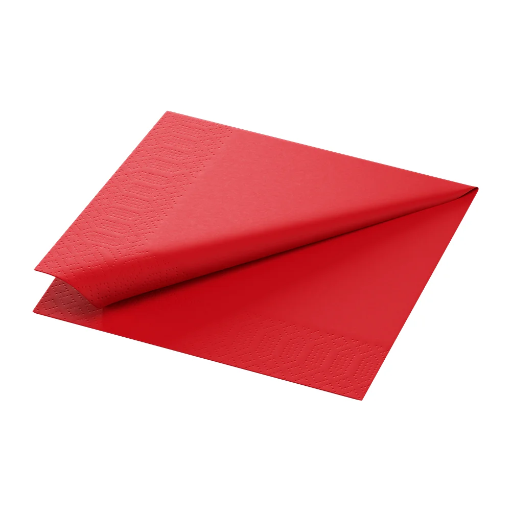 Produktbild - 66128 - Servett papper 1-lager 4-vikt röd 33x33cm