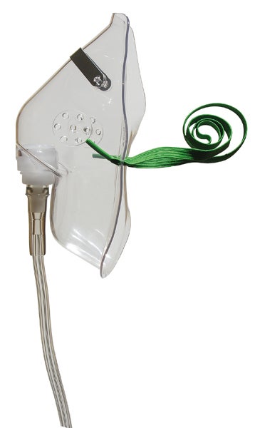 Produktbild - 45335 - Syrgasmask med näsklämma och fast slang för flöde 5-10 L/min vuxen 2m