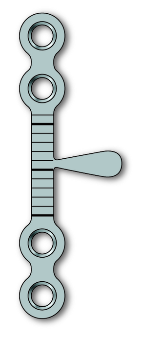 Produktbild - VF000122486 - Platta sagittal split rak för fixation i mandibel 4-hål steril tjocklek 2,0mm längd mellan