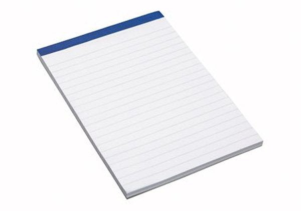 Produktbild - 74900 - Block häftat i överkant hålat linjerat och perforerat A6 100 blad 60g