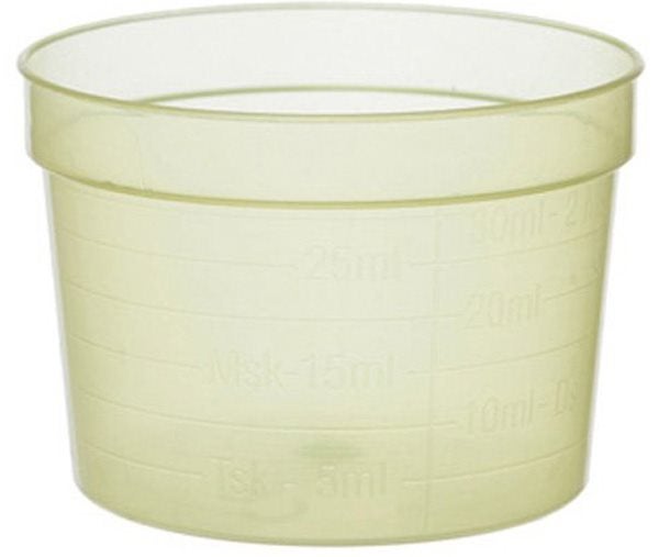 Produktbild - 56641 - Medicinbägare bred förnybar ECO gul plast 30ml 47x32mm
