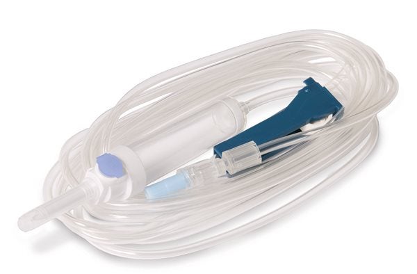 Produktbild - 51588 - Infusionsaggregat för gravitation med luftning och roterande luer-lock 180cm