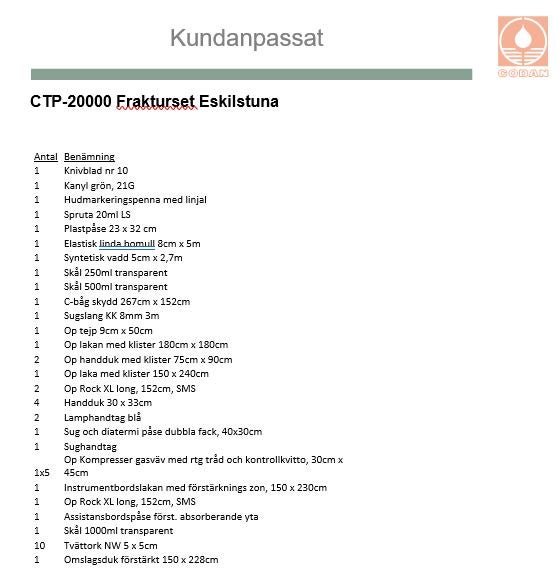 Produktbild - VF000115489 - FRAKTUR SETKUNDANPASSAT F ESKILSTUNA