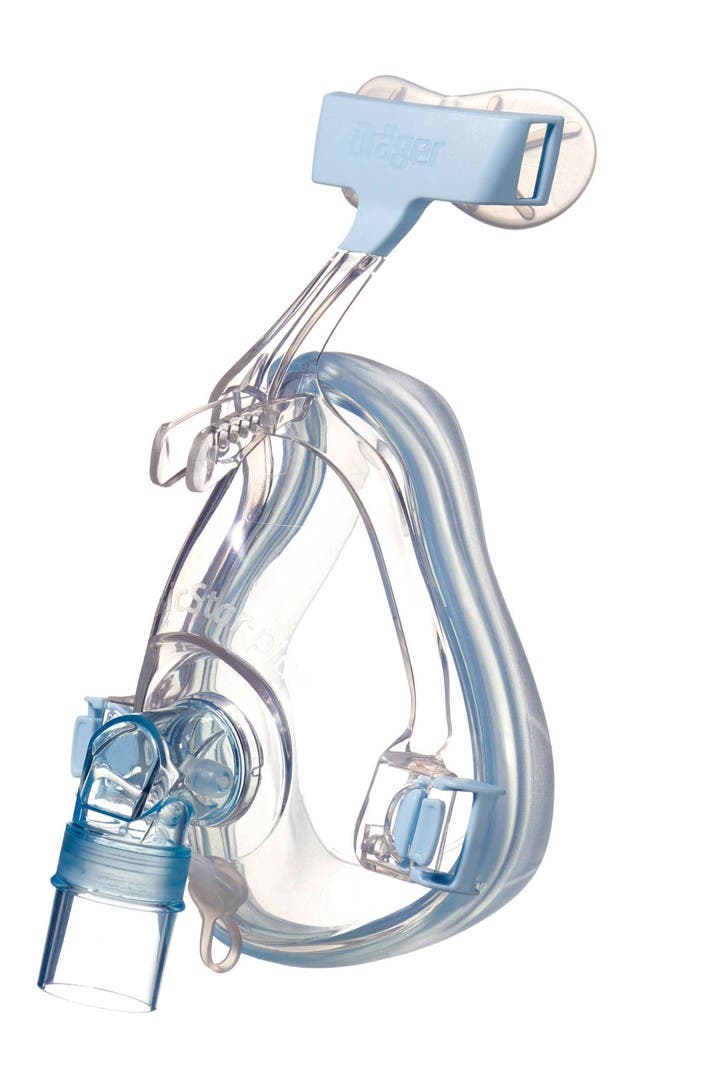 Produktbild - VF7000106 - NIV- och CPAP-mask oventilerad utan antiasfyxifunktion med huvudfixering och enkelt pannstöd vuxen strl L