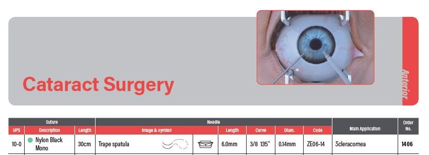 Produktbild - VF000148158 - NEEDLED SUTURES 10-0, NYLON 30CM 6.0MM NEEDLE 3/8 12/BOX