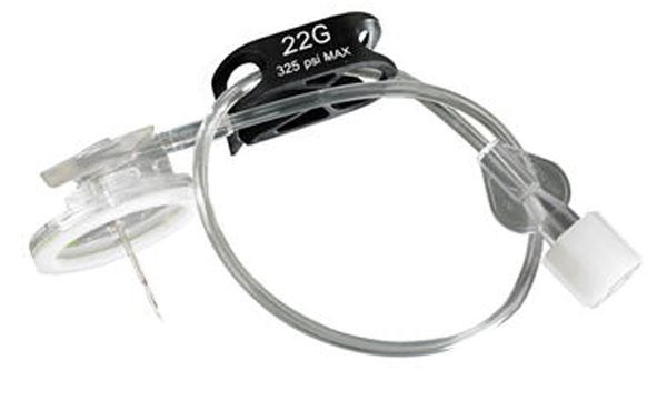 Produktbild - 62104 - Injektionsportkanyl med stickskydd vingar och slang 22G 15mm