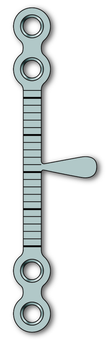 Produktbild - VF000122180 - Platta sagittal split rak för fixation i mandibel 4-hål tjocklek 2,0mm längd XL